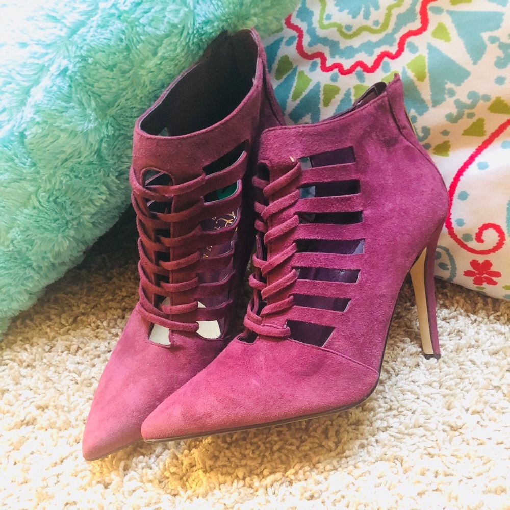 Ivanka Trump Burgundy Pointed Toe Ankle Booties